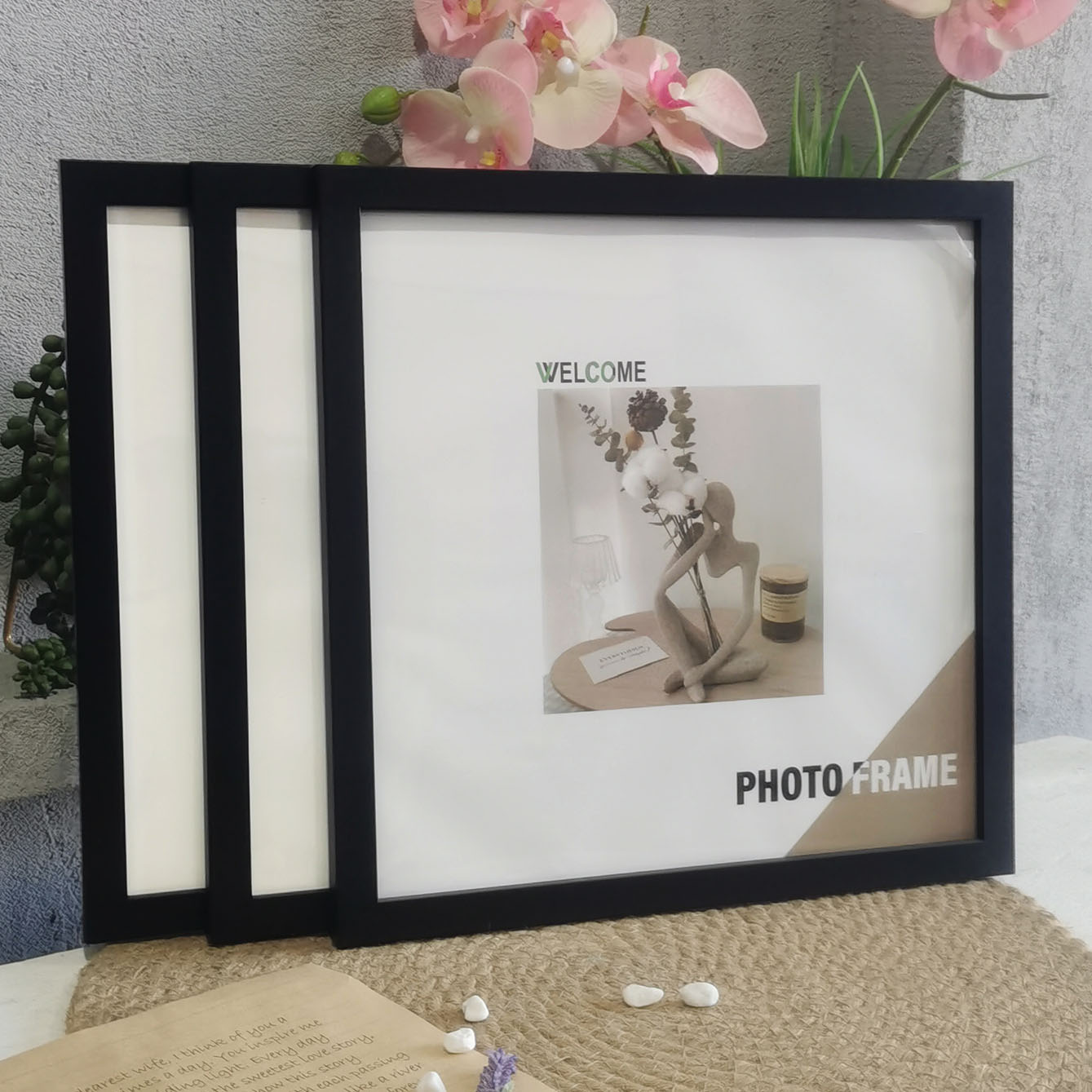 Marcos de fotos cuadrados de m - Engraved Wood Frame reseña y precio