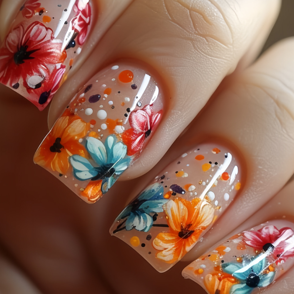 24 unids/set uñas postizas de  - Pressed Flower Art reseña y precio