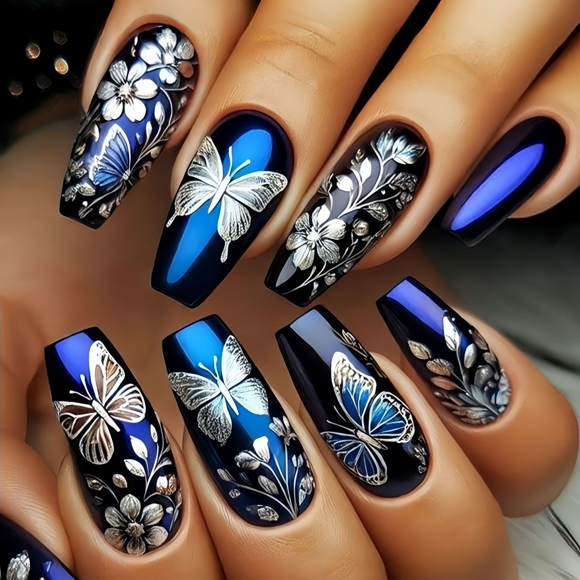 Uñas postizas medianas y larga - Pressed Flower Art reseña y precio